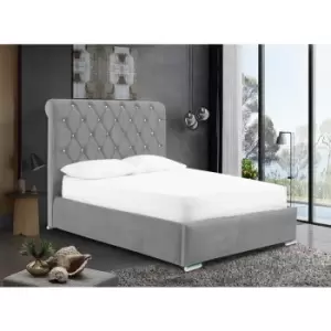 Envisage Trade - Meripa Upholstered Beds - Plush Velvet, Small Double Size Frame, Silver - Silver