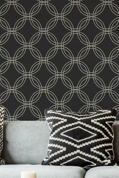 Superfresco Easy Serpentine Geometric Metallic Wallpaper Black