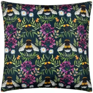 Wylder Nature House Of Bloom Zinnia Bee Outdoor Cushion Navy