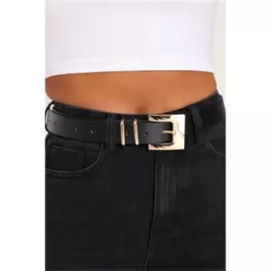 I Saw It First Black Metal Buckle And Loop Faux Leather Belt - Black