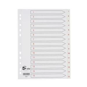 Elite A4 Premium Index White Tabs Polypropylene 1 15 White 940306