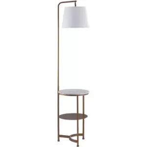 Teamson Home - Lilah Standard Floor Lamp with Built-in usb Port, Table & Storage, Standing Light with White Cone Shade, Modern Lighting for Lounge