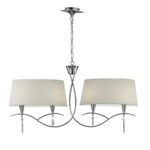 Mara Ceiling Pendant 2 Arm 4 Light E14, Polished Chrome with Ivory White Shades