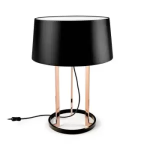 Grok 3 Light Table Lamp Black, Copper with Fabric Shade, E27