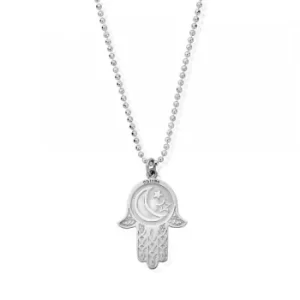 ChloBo SCDC1655 Diamond Cut Chain With Moon And Star Hamsa Hand Pendan