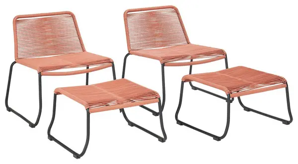 Pacific Pacific Pang Pair of Metal Garden Chair with Stools - Orange