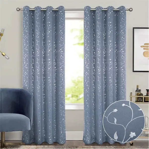 Home Curtains Metallic Printed Blockout Curtains - Grey 108x90