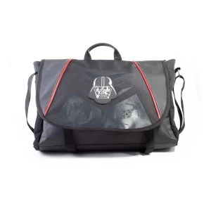 Star Wars - Darth Vader Mask Badge With Tiefighter Design Messenger Bag - Black/Red