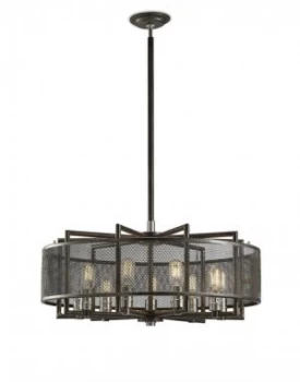 Ceiling Pendant 9 Light E27 Weathered Zinc, Brushed Nickel