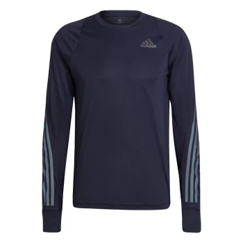 adidas Run Icon Full Reflective 3-Stripes Long-Sleeve Top - Legend Ink