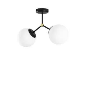 Model 11 Deco 2-light Globe Pendant Lamp Black