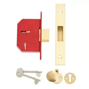 Union J2105S-Pb-2.5 64mm Brass Effect Steel 5 Lever Deadlock