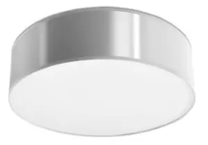 Arena 2 Light Flush Round Ceiling Light Silver, E27