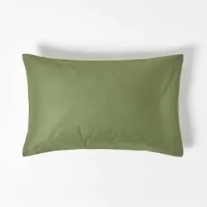 Moss Green Organic Cotton Housewife Pillowcase 400 Thread Count, Standard - Moss Green - Moss Green - Homescapes