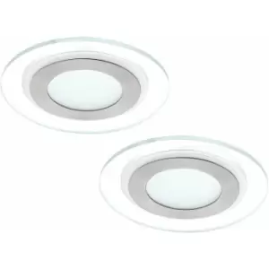 Loops - 2 pack Wall / Ceiling Flush Downlight White & Satin Nickel 12W Built in led