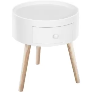 Modern Round Coffee Table Wooden Side Table Living Room Wood Leg - White - Homcom