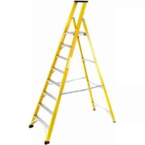 Loops - 1.9m fibreglass Platform Step Ladders 8 Tread Professional Lightweight Steps