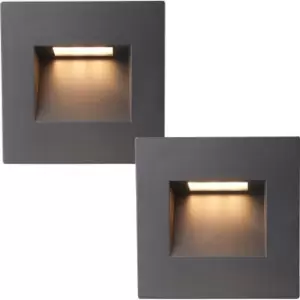 2 PACK Square Outdoor Pathway Guide Light - 1.5W Indirect CCT LED - Black Pc