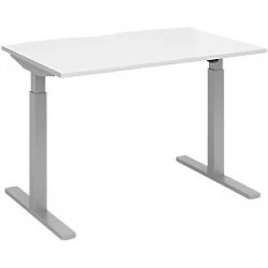 Elev8² Sit Stand Single Desk with White Melamine Top and Silver Frame 2 Legs Mono 1200 x 800 x 675 - 1175 mm