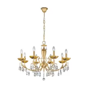 Victoria 2 Crystal Multi Arm Chandeliers 8 Light 24 Carat Gold