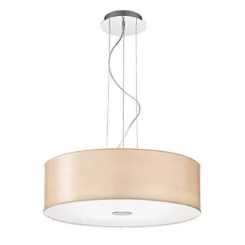 Woody 5 Light Large Round Ceiling Pendant Wood, E27