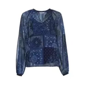 Tommy Hilfiger Paisley V-Nk Blouse Brac Slv - Blue