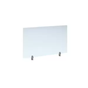 Straight high desktop acrylic screen with silver brackets 1200mm x 700mm