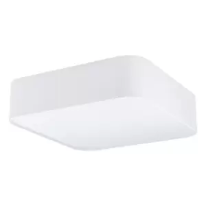 Flush Ceiling Light Colour White Shade White Fabric Plastic Bulb E27 5x25W