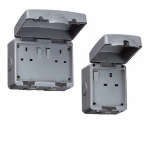 KnightsBridge 13A Double Pole IP66 Weatherproof Outdoor Socket - 2 Gang