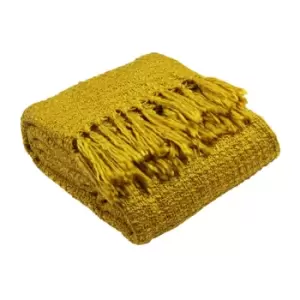 Paoletti Boden Fringed Throw Acrylic Ochre