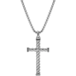 Mens Fossil Meaningful Moments Stainless Steel Cross Pendant Necklace