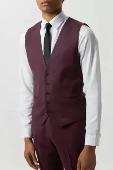 Slim Burgundy Micro Texture Waistcoat