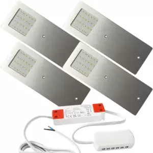 4x ALUMINIUM Ultra-Slim Rectangle Under Cabinet Kitchen Light & Driver Kit - Natural White LED