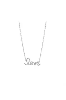 Sterling Silver 925 Texture Love Pendant Necklace