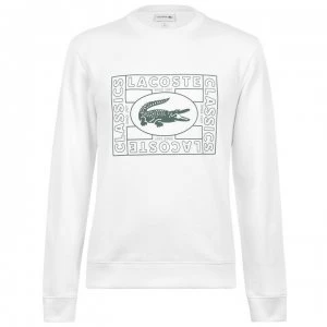 Lacoste Text Crew Sweater - White