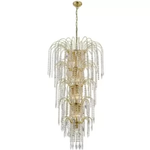 Searchlight Waterfall 13 Light Gold 5 Tier Showerwith Xtal