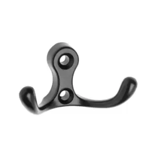 GTV Small Double Coat Hanger Hook Door Wall Bath CK24 Model - Black, Pack of 5