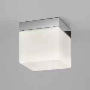 Astro Sabina - 1 Light Square Bathroom Ceiling Light Polished Chrome, White Glass IP44, E27