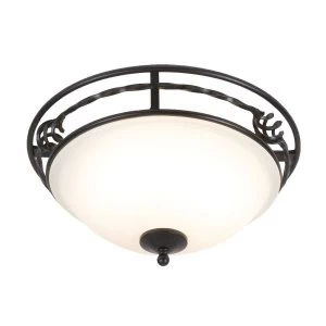 2 Light Flush Ceiling Light Black, E27