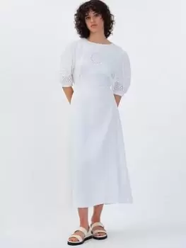 Aligne Finn Broderie Midi Dress In Organic Linen