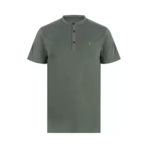 AllSaints Brace Short Sleeve Henley T Shirt - Green