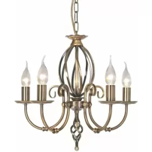 Loops - 5 Bulb Chandelier LIght Artisan Knot Twist Detail Aged Brass LED E14 60W