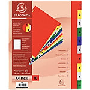 Exacompta Indices 84E A4+ Assorted 10 Part Polypropylene 1 to 10