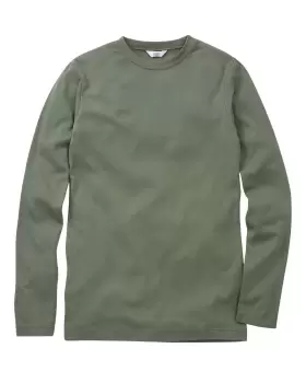 Cotton Traders Long Sleeve Crew Neck Base Layer Top in Green