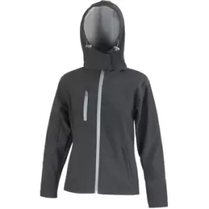 Result Core Womens/Ladies Lite Hooded Softshell Jacket (L) (Black/Grey)