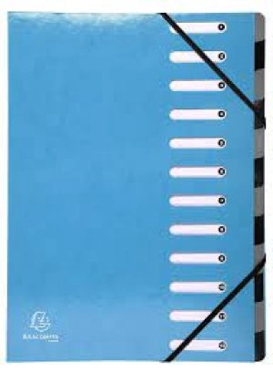 Iderama Multipart File Harmonika A4, 12 Sections, Light Blue, Pack of 6