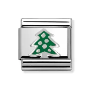 Nomination Classic Silver Green Christmas Tree Charm