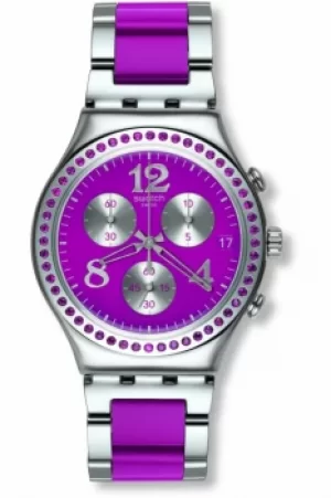 Ladies Swatch Secret Thought Raspberry Chronograph Watch YCS555G