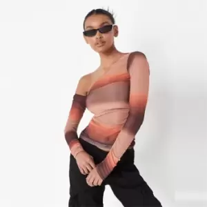 Missguided Ombre Mesh Off Shoulder Top - Multi