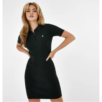 Jack Wills Polo Cable Knitted Mini Dress - Dark Green